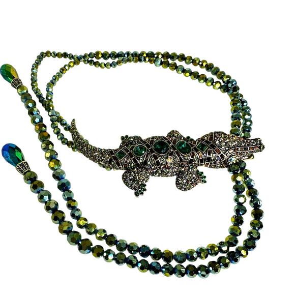 HEIDI DAUS "ALI-GORGEOUS" SWAROVSKI CRYSTAL ALLIGATOR STATEMENT NECKLACE New - Picture 1 of 11